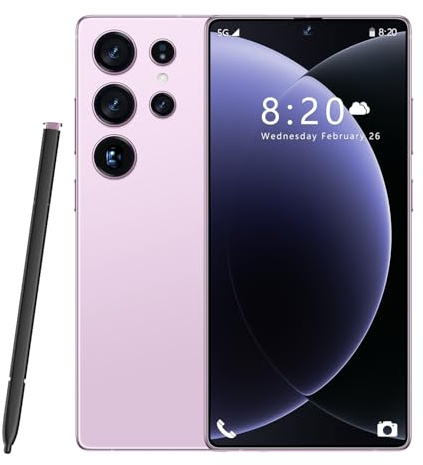 Smartphone S26 Ultra con penna integrata, telefoni cellulari versione globale 5G, telefono cellulare con fotocamera da 7,3 pollici, 16GB di RAM 1TB di ROM, Snapdragon8 gen3 (10 core),Pink-1TB