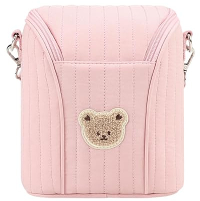 Luwecf Sac Isotherme pour Lait Maternel Sac de Rangement pour Sac de Transport Compact Sac à Lanière Amovible en Polyester avec Doublure en Aluminium, Rose