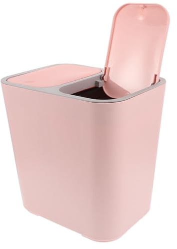 NIYANGLE Bidone Doppio con Coperchio per Raccolta Differenziata Interna Capacità Grande Materiale Rinforzato per Cucina e Bagno Rosa
