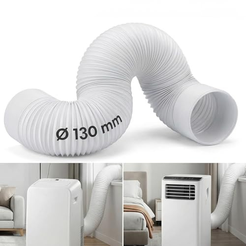 Portable Air Conditioner Hose, 5.1 Diameter 78.74” Length, Left-Hand/Anti-Clockwise Thread, Flexible PP Exhaust Hose with Steel Wire, Universal AC Vent Hose Compatible with Portable Air Conditioners