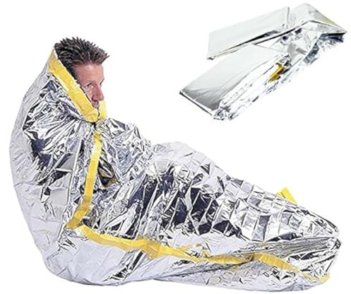 Starworld6 Notfall-Schlafsack, aus Alufolie, wasserdicht, wiederverwendbar, tragbar, für Outdoor, Camping, Survival