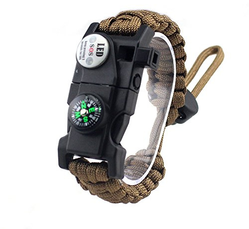 MansWill Bracelet de Survie Réglable, 7-Coeur Paracord Survival Wristband de Sport