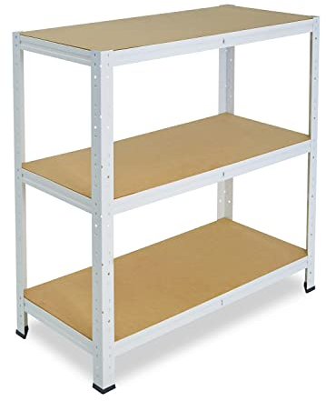 shelfplaza® 90x80x50cm Home Étagère Charge Lourde Blanc/Etagere Metallique 3 Niveaux / 175kg capacité Charge/Etagere en Metal, étagères de Rangement & Etagere Rangement Garage Acier