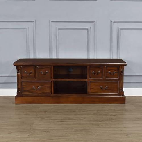 Solid Mahogany Wood - Wide Screen TV unit with Six Drawers- Solid Mahogany Wood - CD135