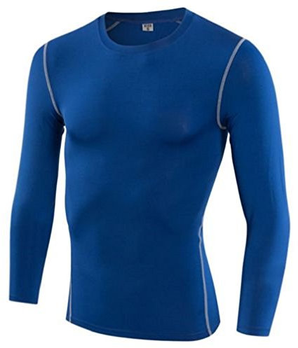L&L® Compression Mens Long Sleeves Top Shirt Base Layer Thermal Sport Gym Cycling (XXXL, Blue)