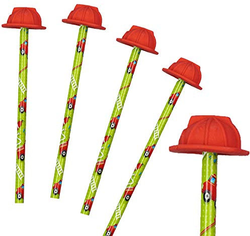 Neu: 4 Bleistifte * Feuerwehr * mit Radiergummi für Schule und Kindergarten | Stift Zeichnen Schreiben Kind Feuerwehrmann Helm Einschulung erster Schultag