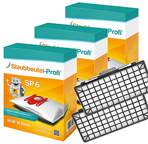 Staubsaugerbeutel-Set SP6 kompatibel mit Swirl S67 geeignet für Siemens Q5.0 VSQ8 VSZ5 VSZ6 (30 Beutel + 2 Filter)