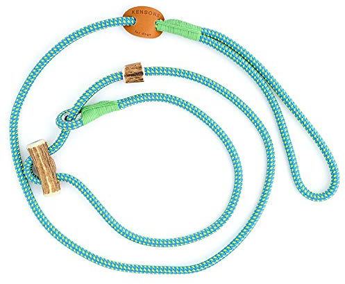 Retrieverleine Elegant | robuste Hundeleine aus Tau mit integrierter Halsung | Ø6mm | Horn-Zugstopp