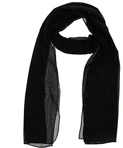 WESTEND CHOICE Ladies Chiffon Scarves Women Plain Neck Scarf Soft Headwrap Girls Headscarf Sheer Wrap women's scarves & wraps 150x45 cm (Black)