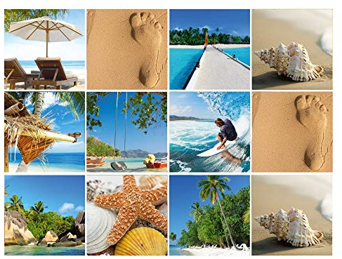 GRAZDesign Fliesenaufkleber Bad maritim wasserfest für Badezimmer und Küche, Klebefliesen Fliesenbilder selbstklebend & glänzend / 10x10cm / Set 12 Stück