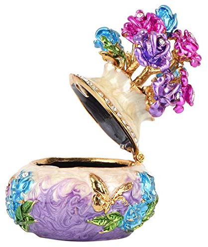 Lila Schmuckschatulle Metall Emailliert Sammler Diamante Schmuck Aufbewahrungsbox Organizer Emaillierte Ornamente Basteldekoration