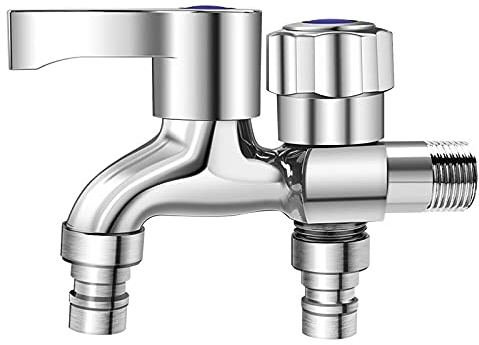 ALYHYB Waschmaschine Wasserhahn Eins in und Zwei Wasserhahn, Kupfer Multifunktionaler Badezimmerhahn Single Cold Mop Poolarmatur, für Badezimmer, Balkon, Garten, mit doppeltem Auslauf & Griff