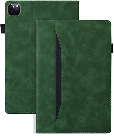Rosbtib Custodia per iPad Air 13 2024/ iPad Pro 12.9 2020/2021 4a/ 5a Generazione, Premium Pelle PU Business Portafoglio con Banda Elastica Supporto Flip Cover a Libro Case per iPad Pro 12.9 - Verde