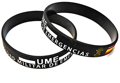 Pulsera de Goma de Silicona Gruesa con diseño de UME - Unidad Militar de Emergencias con Escudo y Bandera - 1 Unidad