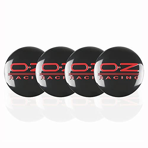 XGAGCF 4 Stück Auto Radnabenkappen Wheel Center Caps Alufelgen Felgenkappen Nabendeckel Aufkleber, ​für OZ Racing 56MM Auto Dekoration Abzeichen Zubehör, Redblack