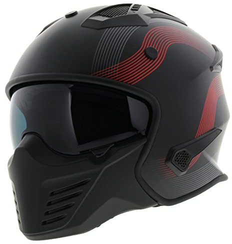 Vito Bruzano Jethelm schwarz matt rot