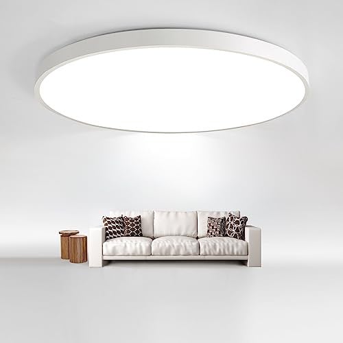 JDONG LED Deckenleuchte 54W Flach Rund Weiß Deckenlampe Modern warmliches 3000K Lampe für Schlafzimmer Büro Wohnzimmer Küche Keller Balkon Ø50CM