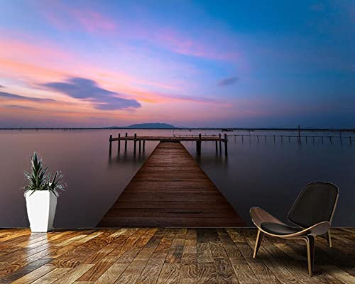 YABAOST 3D Wandbild Poster Tapete 240X150Cm Poster Tapete Pvc Wasserdicht Abnehmbare Wandbilder Für Schlafzimmer Himmel Ozean Brücke Wandbild Tapete Diy Büro Wohnkultur Poster