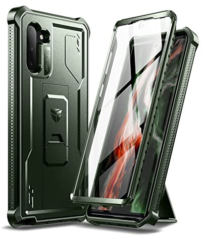 Dexnor Coque pour Samsung Note 10 [Film de Protection d'écran et Support intégré] Heavy Duty Military Grade Protection Antichoc pour Samsung Note 10 – Vert