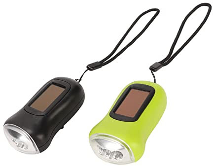 Ciciglow LED Flashlight, 2pcs Hand Crank Solar Powered, Lightweight Compact Survival Flashlight Torch for Outdoor Sports
