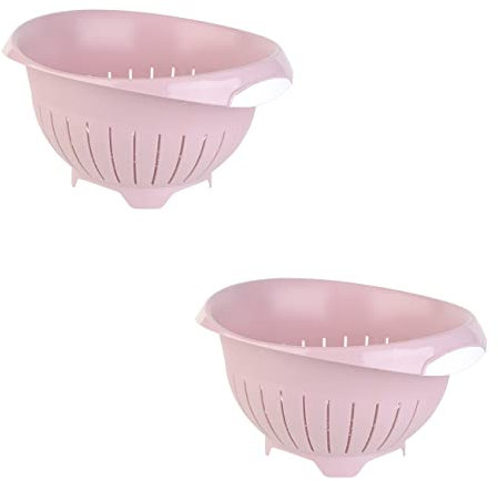 2 x farbenfrohes Abtropfsieb, Farbe: Rosa, Kunststoff, BPA-frei, Ø 24,50 cm, Haushaltssieb, Nudelsieb, Gemüse Seiher, Küchensieb, spülmaschinengeeignet