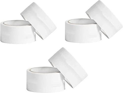 isupli 6-Pack White Parcel Packaging Tape 48mm x 66m - Heavy Duty Strong Adhesive Cello Tape for Bubble Wrap, Tape Measure, and Masking Tape