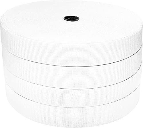 50 Metros de Goma Elástica de Costura, Disponible en Varios Anchos, Cinta Elástica para Coser, Cinta Elástica Ancha, Goma para Coser y Manualidades, Goma para Ropa, (Blanco, 2x20mm)