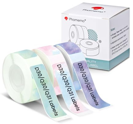 Phomemo Q31/D30 Sternmuster 12x40mm Etiketten für Phomemo D30/Q31, Kompatibel mit Colorwing Q30, Thermo-Etikettenrolle für D30/Q30/Q31 Bluetooth Etikettendrucker