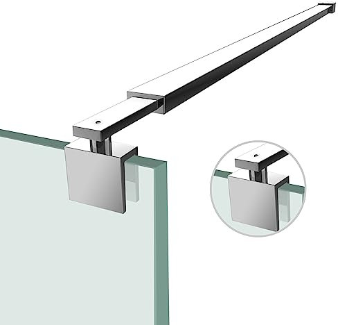 Heilmetz Telescopic Bar 700-1200mm Stainless Steel Support Bar for Shower Door Fixed Panel Wall to Glass Thickness 8-10mm for Wet Room, Square Shaped Bar