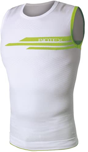 BIOTEX Impact Atmungsaktives Tanktop für Herren zum Radfahren und Laufen, technische Sportunterwäsche, ideal für Sommer und Winter, Weiß, X-Small-Small