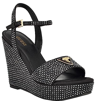 GUESS Damen Hippa Sandale mit Absatz, Schwarz 001, 37 EU