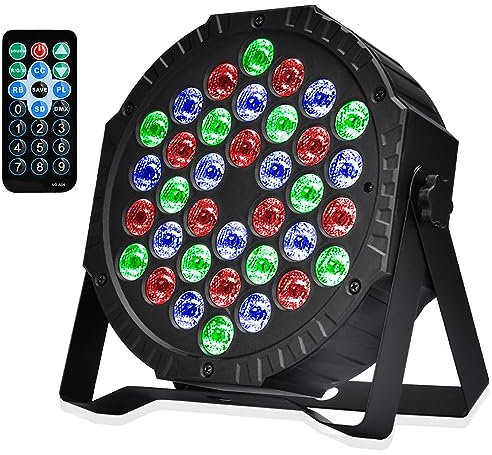 Luces de Discoteca Focos LED par con 36 LED Luz Discoteca Luces de Escenario 7 Efectos de Iluminación Luces para Fiestas con Mando a Distancia para DJ Discoteca Bar Halloween Cumpleaños Navidad