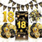 18 Geburtstag Deko,18. Geburtstag Junge Männer Frauen Dekorationen Banner,Konfetti 18. geburtstag deko Mädchen,18 Lange Banner und Schwarz Gold, 18 Luftballons