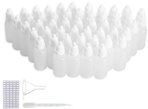 Voarge 50 PCS Plastic Dropper Bottle 5 ML, Eye Liquid Empty Refillable Squeezable Dropper Bottles for Essential Oil Diffuser, Massage, Beauty Oil Mix, White