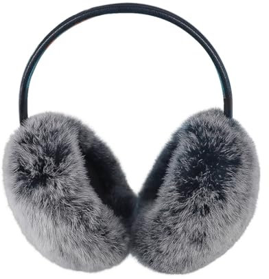 ITODA Ohrenwärmer Damen Angora Ohrenschützer Einstellbar Earmuffs Kunstfell Mädchen Ohrwärmer Winter Herbst Ohrenschutz Kälteschutz Ear Warmer Flauschig Ohrwärmer Warm Ohrmuscheln für Outdoor Grau