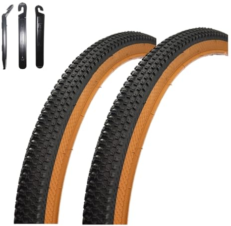 2 x Roverstone 27,5 Fahrradreifen Fahrradmantel Schwarz Braun 54-584 (27,5 x 1,95) inkl. Reifenheber