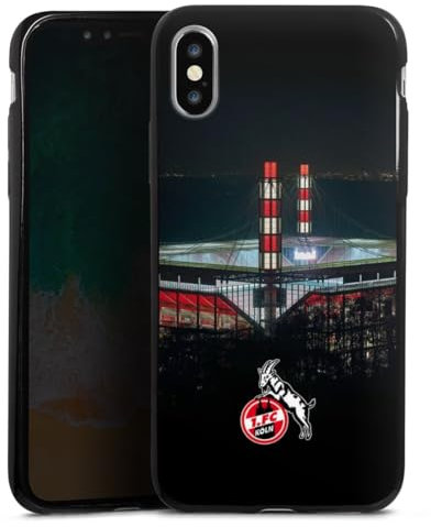 Slim Case extra dünn kompatibel mit Apple iPhone X Silikon Handyhülle schwarz Hülle 1. FC Köln Stadion Offizielles Lizenzprodukt