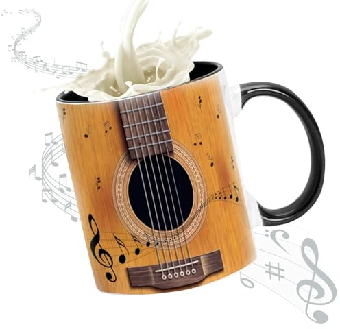 KARPIX Tasse à café musicale en céramique - Motif guitare - Idée cadeau - Tasse à café pour les amateurs de musique - 350 ml (A)