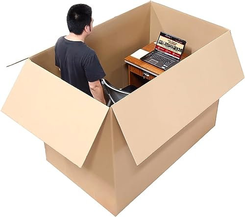SAFWEL Petite Boîte Carton Boîtes de carton Paquet de 5 Boîtes en carton ondulé à double paroi robustes pour l'expédition déplacer TV/image/miroir, Boîtes postales, Brun