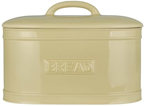 IB Laursen Brotbox Bread Oval Wheat Straw Beige Deckel Brotkasten Keramik 36x20