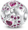 ChenYuTe 925 Sterling Silber Birthstone Anhänger mit 5A Square Crystal Zirkon Anhänger, Openworked Bead Love Anhänger für Pandora Anhänger Armband Halskette Schmuck, Frauen Geschenk bevorzugt