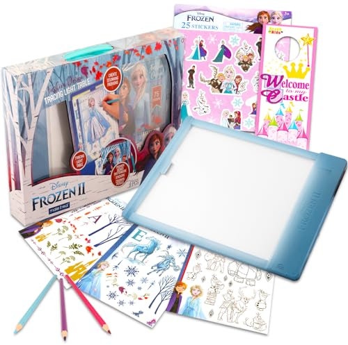 Disney Frozen Beleuchteter Zeichentisch für Mädchen – Paket enthält ein beleuchtetes Zeichentafel, Frozen Aufkleber und mehr | Frozen Frozen beleuchteter Skizzenblock