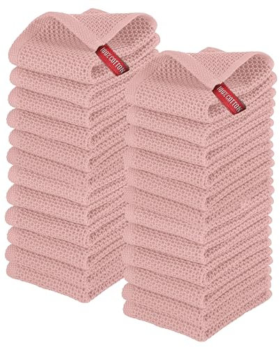 Elegant Comfort Asciugamani da cucina in 100% cotone turco, confezione da 24 pezzi, ad asciugatura rapida e super assorbenti, asciugamani per la pulizia multiuso ultra morbidi, 33 x 33 cm, rosa antico