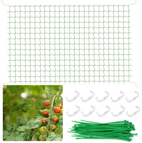 HEKOBAG Filet pour Plantes Grimpantes 1.8*2.7m - Treillis de Jardin avec 50 Attaches et 10 Pinces - Support Extérieur pour Légumes et Fruits