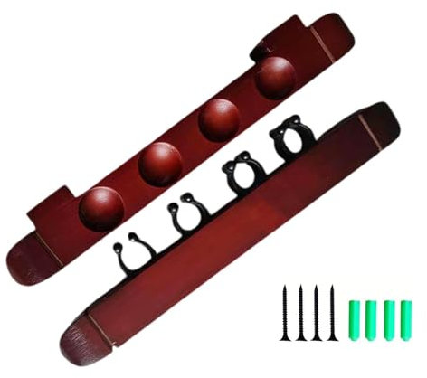 Fukamou Pool-Queue-Halter Zur Wandmontage, Billard-Pool-Queue-Halter,4 Queue-Clips, Hart-holz-Billard-Pool-Queue-Rack - Wandmontiertes Holzregal Für Pool-Queue-Sticks, Billard-Stick-Wandregal,