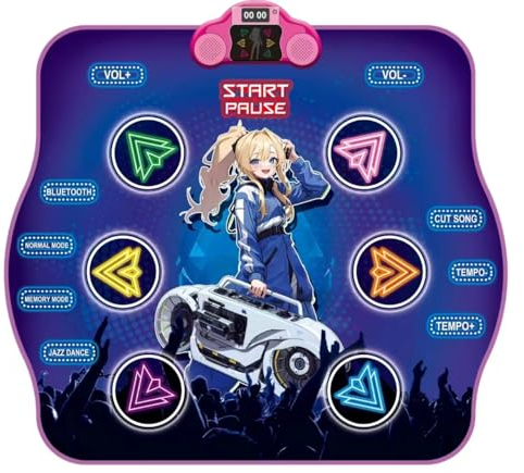 Aucrsozk Niños Alfombras de Baile para 3+ Años con Bluetooth, Música Alfombras Baile Niñas Juguetes con 16 Modos de Juego, Electrónico Dance Mat con Cambio de Canción para Regalo Festivo
