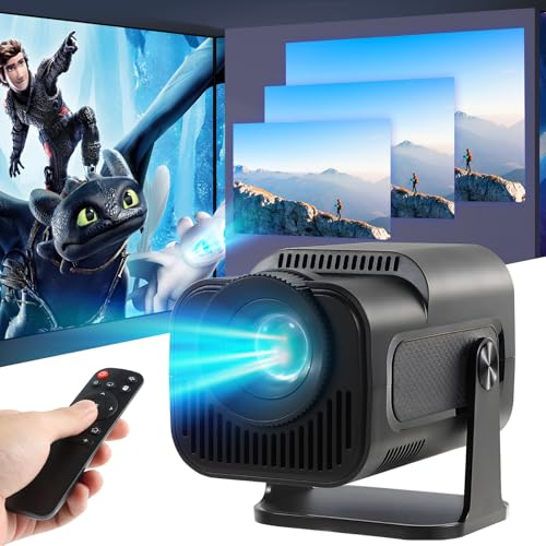 Mini Proiettore,HY320 Mini Proiettore Portatile, 4K Videoproiettore con Android 11, Bluetooth 5.0 WiFi 6, 180°Rotabile, Correzione Trapezoidale, Home Theater per Telefono/PC/Laptop (Nero)