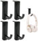 4 Pack Headphone Headset Hanger Stick-on Hook Headphone Monitor Hook Strong Self-Adhesive Headphones Hook Stand Universal Headphone Holder for Home Office Desk Wall, 4.5cm Wide, Black