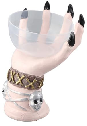 Masyrt Halloween Decorative Witch Hands Snack Bowl Stand, Resin Desktop Ornament for Halloween, Xmas and Home Parties, Snack Basket (Black)