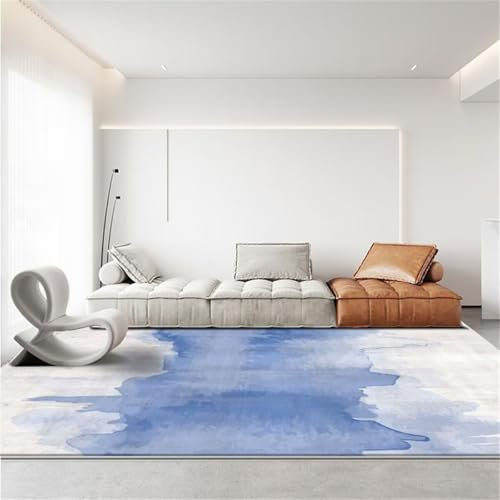 RUGMRZ Teppich Babyzimmer Kleine Teppiche Blauer minimalistischer Wohnzimmerteppich Sofazubehör pflegeleicht waschbar Kinder Zimmer Teppich 200X300CM